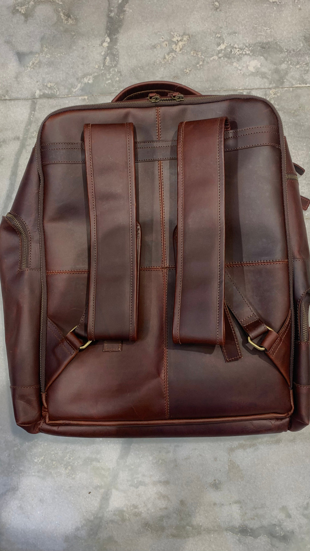 Brown LDA Genuine Leather  Unisex Backpack 988088