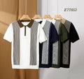 Simple Black Brown Colour With knitted Designs Premium Quality Collar Tshirt E77053
