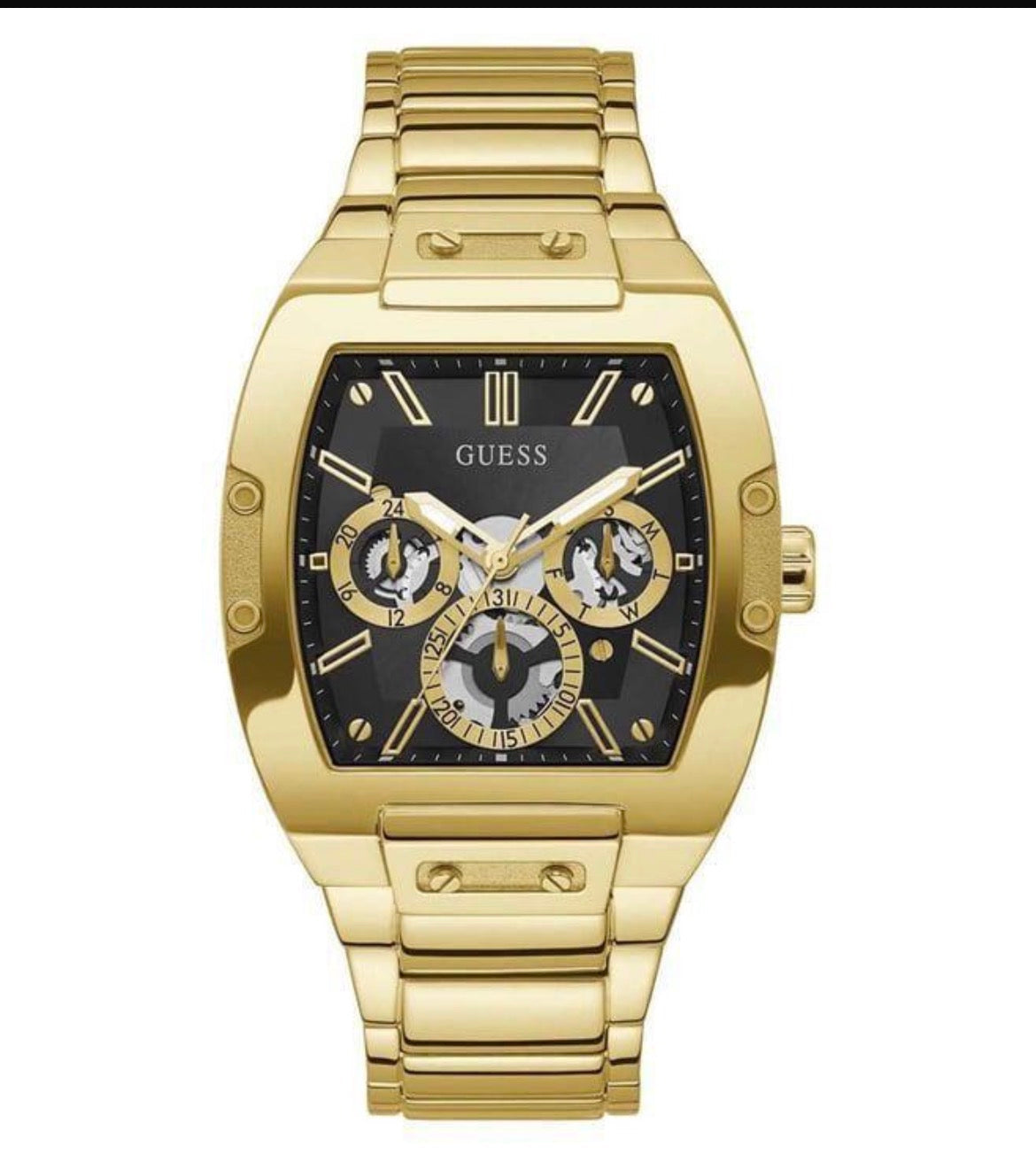Eug Golden Chain Black Dial Rectangle Premium Quality Men Watch 990354