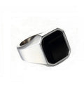Silver Color Black Stone Stainless Steel Premium Quality Men’s Ring 5034