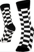 PAPA SOCKS Black & White Colour Chess Check Print Premium Quality Full Unisex Socks 989958