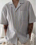 LDA Grey Colour Yellow Line Half Sleeve Men’s Shirt 989595