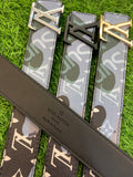 Vl UOL Multi Colour Supreme Monogram Print Premium Quality Metal Buckle Men’s Belt 114551