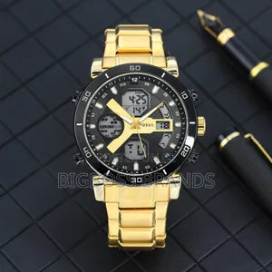 SOF Golden Chain Black Golden Dial Analog Digital Men’s Watch 989772