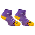 PAPA SOCKS Purple & Yellow Colour Cozy-Cat Edition Premium Quality Half Unisex Socks 989955