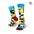 PAPA SOCKS Red & Sky Blue Colour Check Print Edition Premium Quality Full Unisex Socks 989962