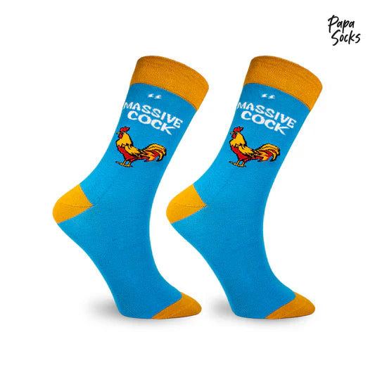 PAPA SOCKS Sky Blue & Mustard Yellow Colour Hen Print Premium Quality Full Unisex Socks 989963