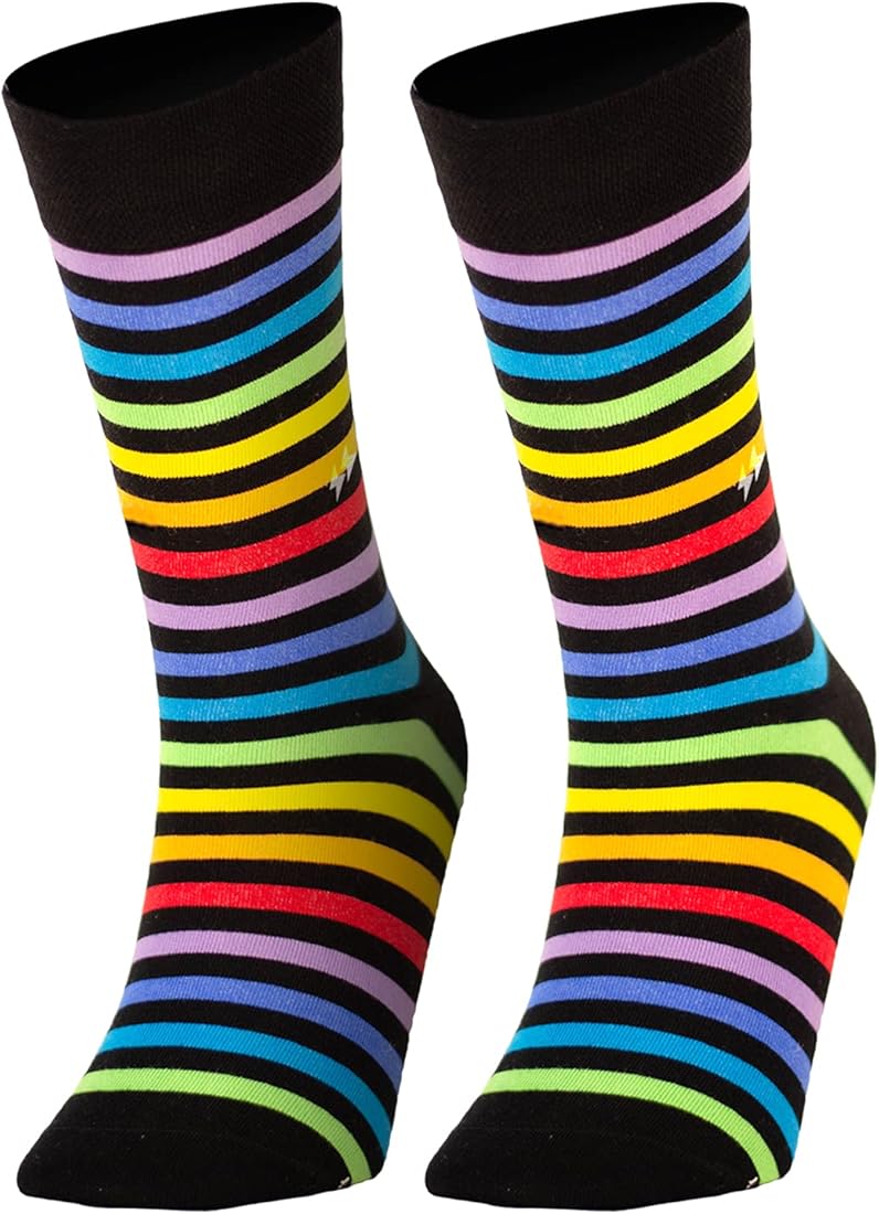 PAPA SOCKS Black Colour With Multicolor Stripes Print Premium Quality Full Unisex Socks 989967