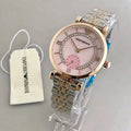 Mra Silver Copper Chain Pink Stud Chrono Dial Ladies Watch 401806