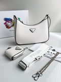ARP PRA White Italian Leather Ladies Side Sling Bag With Box 902