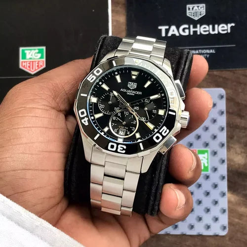 GAT Silver Chain Black Dial Heavy Japanese Machinchery Men Watch 180840