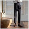 Korean Trouser Pants With Side Designer Belt Black Colour Imported Fabric Straight Fit JK393
