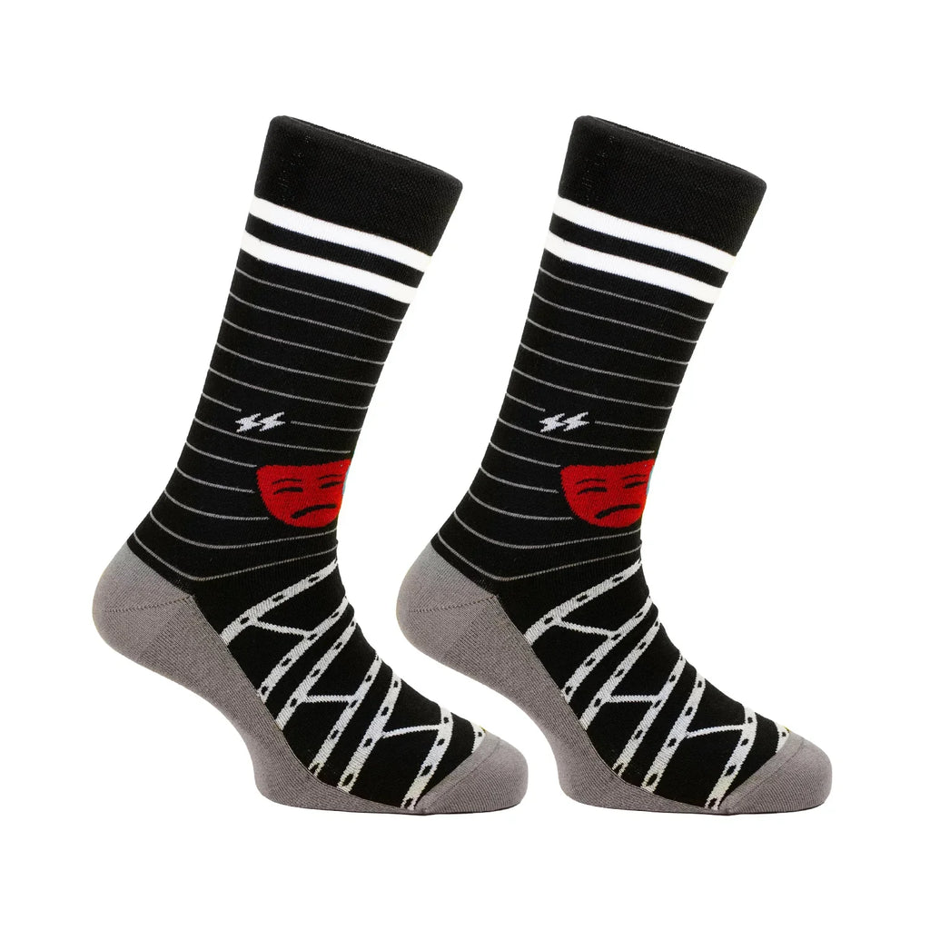 PAPA SOCKS Black Colour Red & Blue Face Print Premium Quality Full Unisex Socks 989957