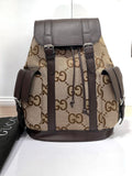 CUG GUC Beige Brown Colour GG Print Unisex Backpack 8017
