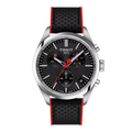 SIT TIS Black Red Silicone Strap Silver Ring Black Dial Men’s Watch 989316
