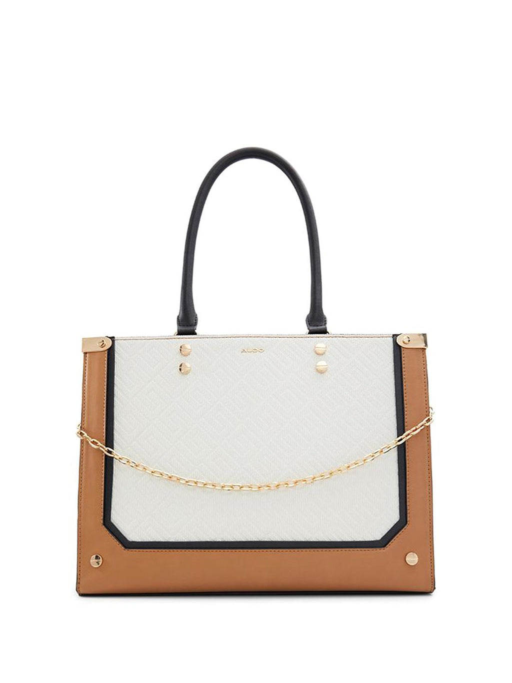 ALD DLA White Brown Black With Cobra Print Premium Quality Ladies Tote Hand Bag M-2174#