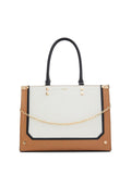 ALD DLA White Brown Black With Cobra Print Premium Quality Ladies Tote Hand Bag M-2174#
