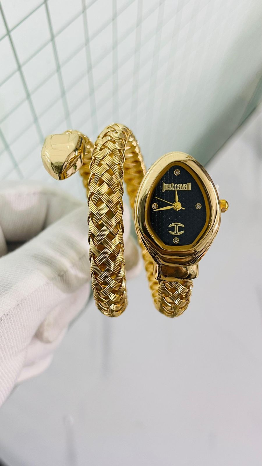 Suj Cav JC Golden Snake Black Dial Ladies Watch 990285
