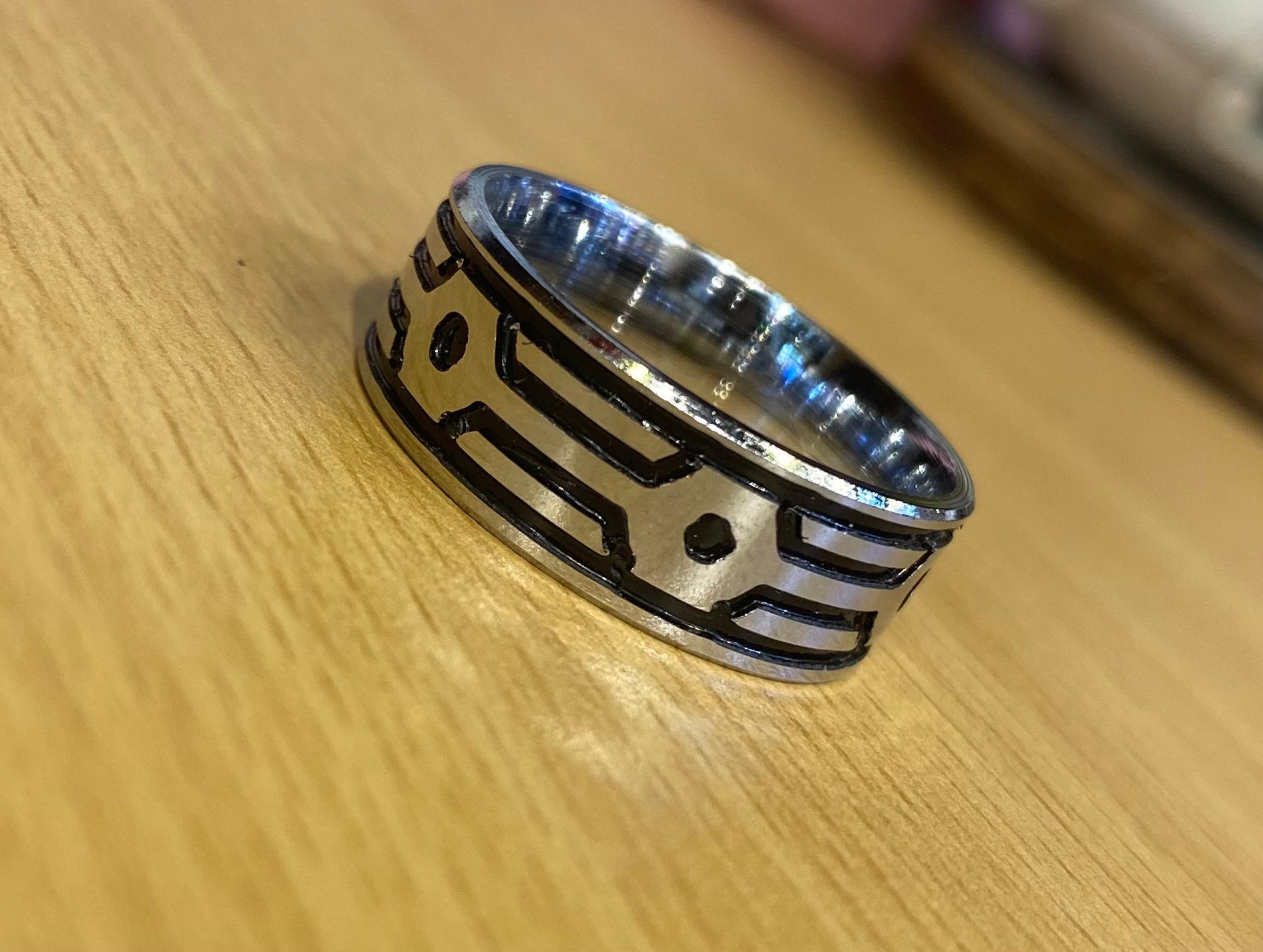 Gold Sliver Black Stainless Steel Circle Rhodium Plated Premium Quality Men’s Ring 50243