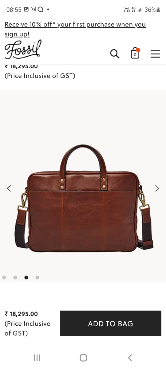 SOF FOS Genuine Leather Premium Quality Unisex Laptop Bag 77002
