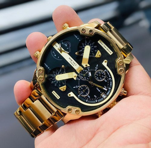 Eid Gold Chain Black Big Dial Heavy Machinery Men watch 400389