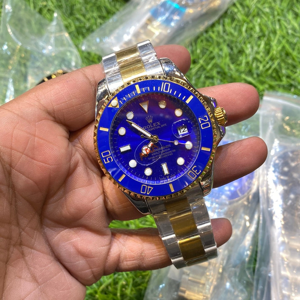 Lor Silver Gold Blue Automatic Chain Watch For Men 400197