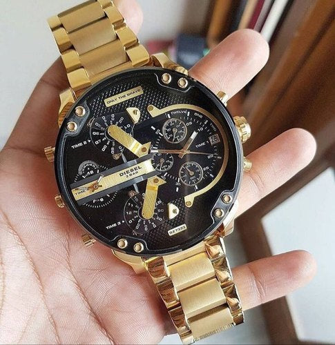 Eid Gold Chain Black Big Dial Heavy Machinery Men watch 400389